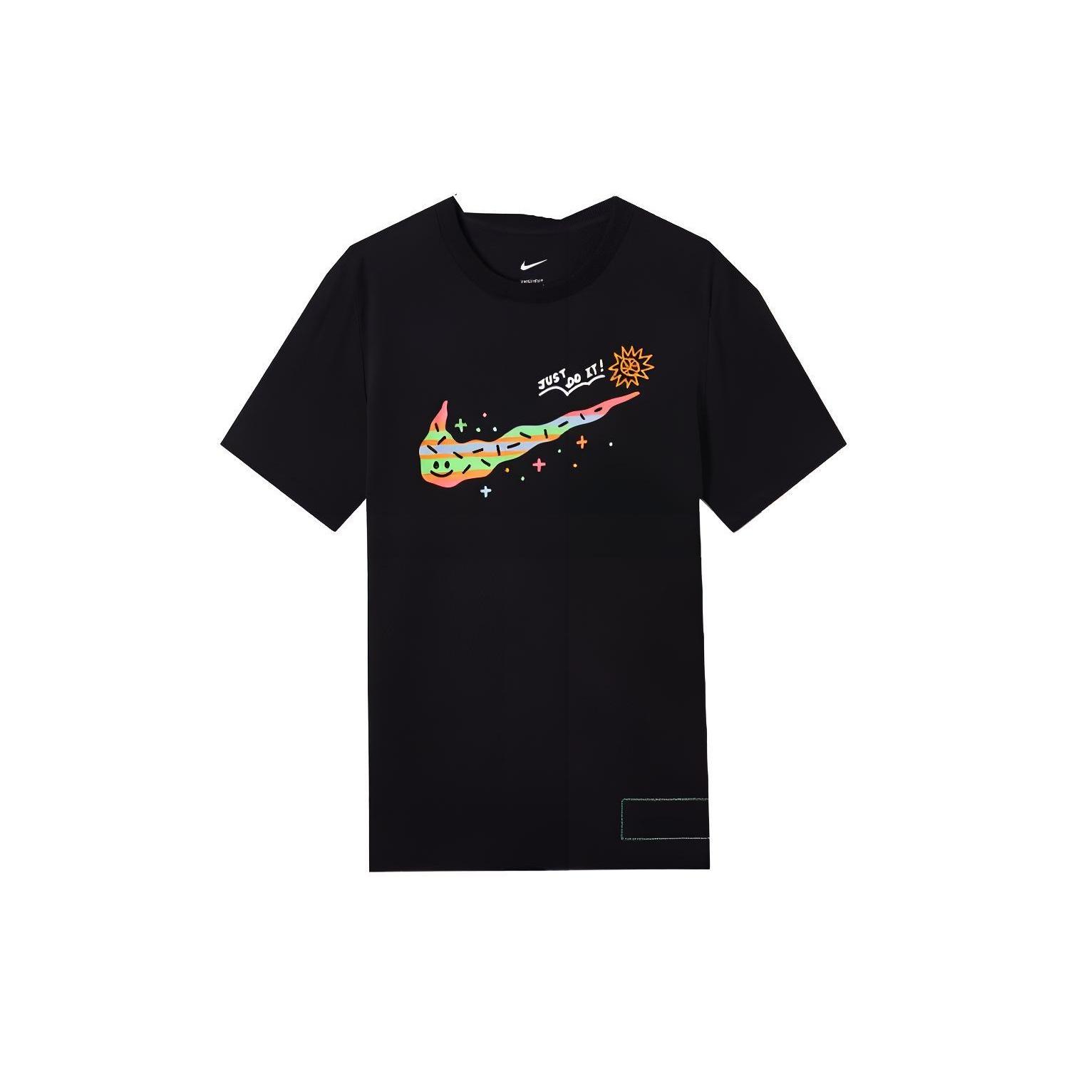 Men s Nike Printing Large Logo Casual Round Neck Short Sleeve Black T-Shirt DV3188-010 S