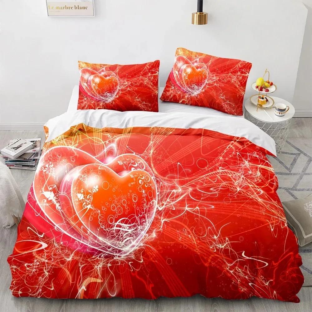 Couple Lovers Gift Duvet Cover Set Love Comforter Cover Valentine'S Day Bedding Set Queen King Size 3Pcs Polyester Quilt Cover