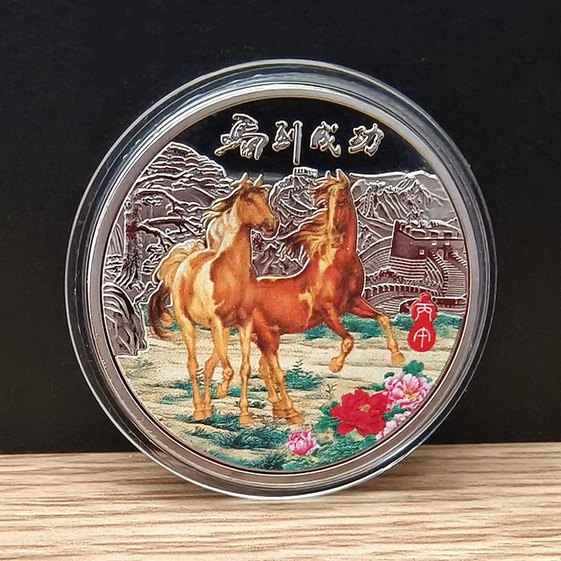 3Pcs Chinese Zodiac Horse Souvenir Coins Lucky Animal Horse 40Mm Collectible Coins Metal Collection 2026  Year Event Gift
