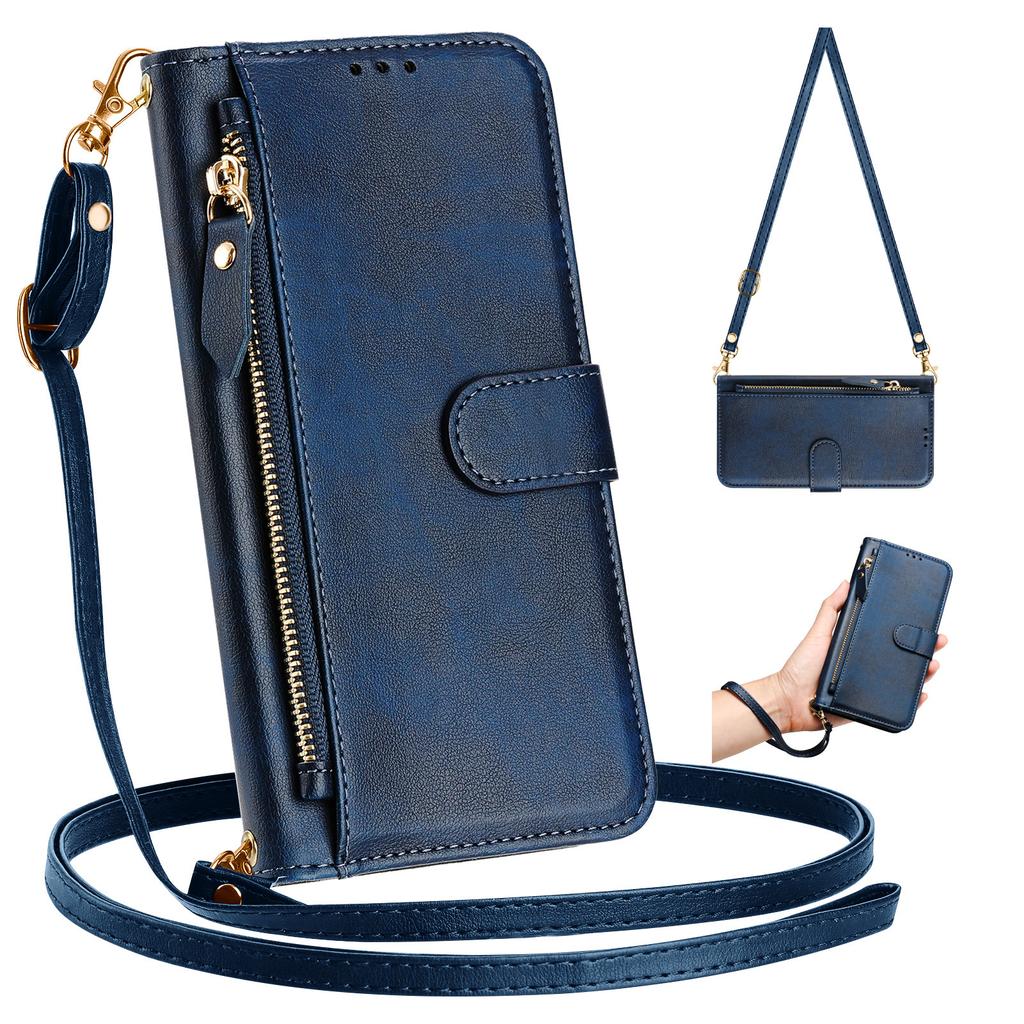 Applicable To iPhone16 Multi-card Leather Case 15plus Zipper Wallet Card Multi-function Oblique Span Protective Case 14plus