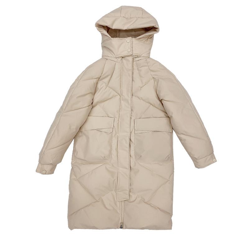 New European Down Cotton-padded Coat Women's Medium and Long Slim Fit Large Size Long Knee Bread Cotton Coat