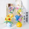 Mini Sunflower Rose Block Flower Bouquet In Vase Puzzle Toy Birthday Gift For Girls