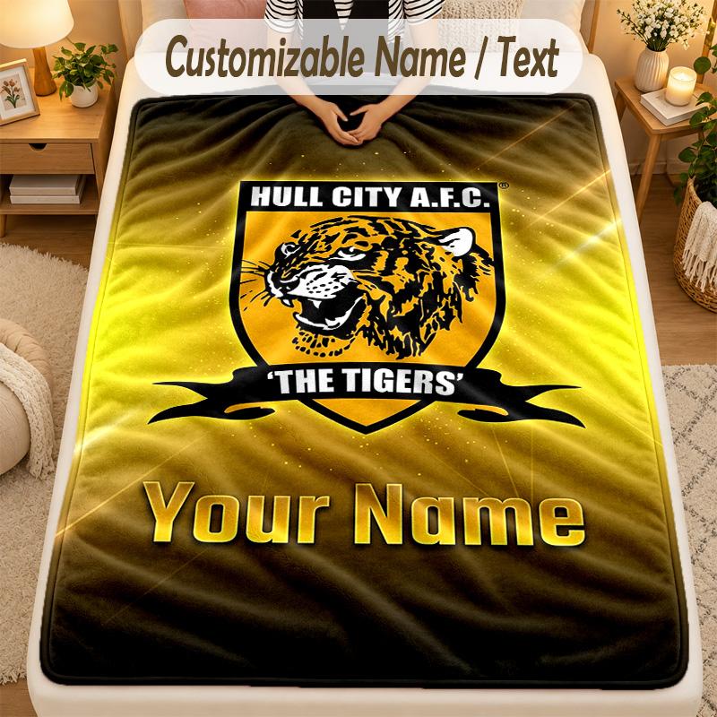 Flannel BlanketHull City Custom Name Text Personalized Soft Warm Throw Blanket Home Decor Gift