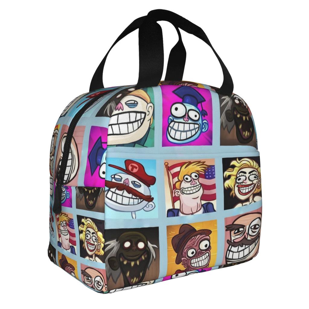 Mona Lisa Troll Face Quest Video Meme Game Comic Insulated Lunch Bag for Portable Funny Thermal Cooler Lunch Tote Office Work