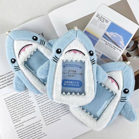 Shark Plush Card Sleeve Storage Bag Soft Touch Card Cover Identity Card Photo Protection School Office Daily Commute Organizer