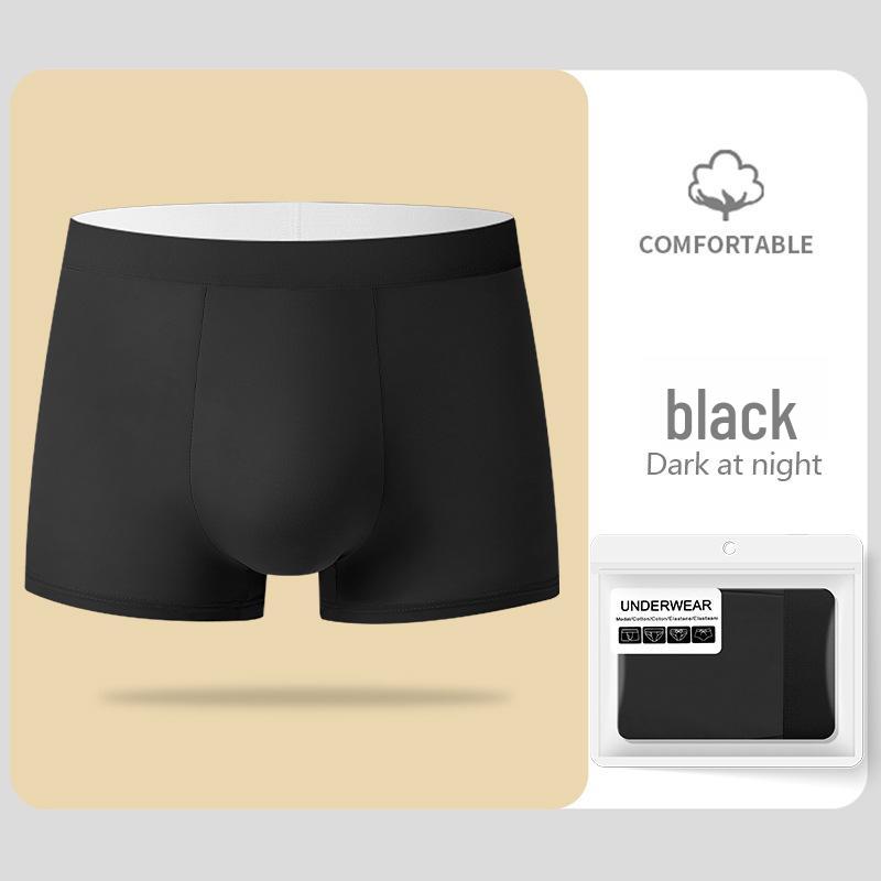 Men's Summer Breathable Ice Silk Boxer Briefs - Thin, Skin-Friendly, Solid Color, Mid-Waist.