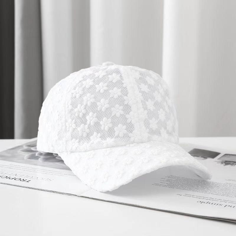

Шляпа Женская Корейская Версия Кружевная Бейсболка Модная и Универсальная Солнцезащитная Кепка с Утиным Козырьком one size