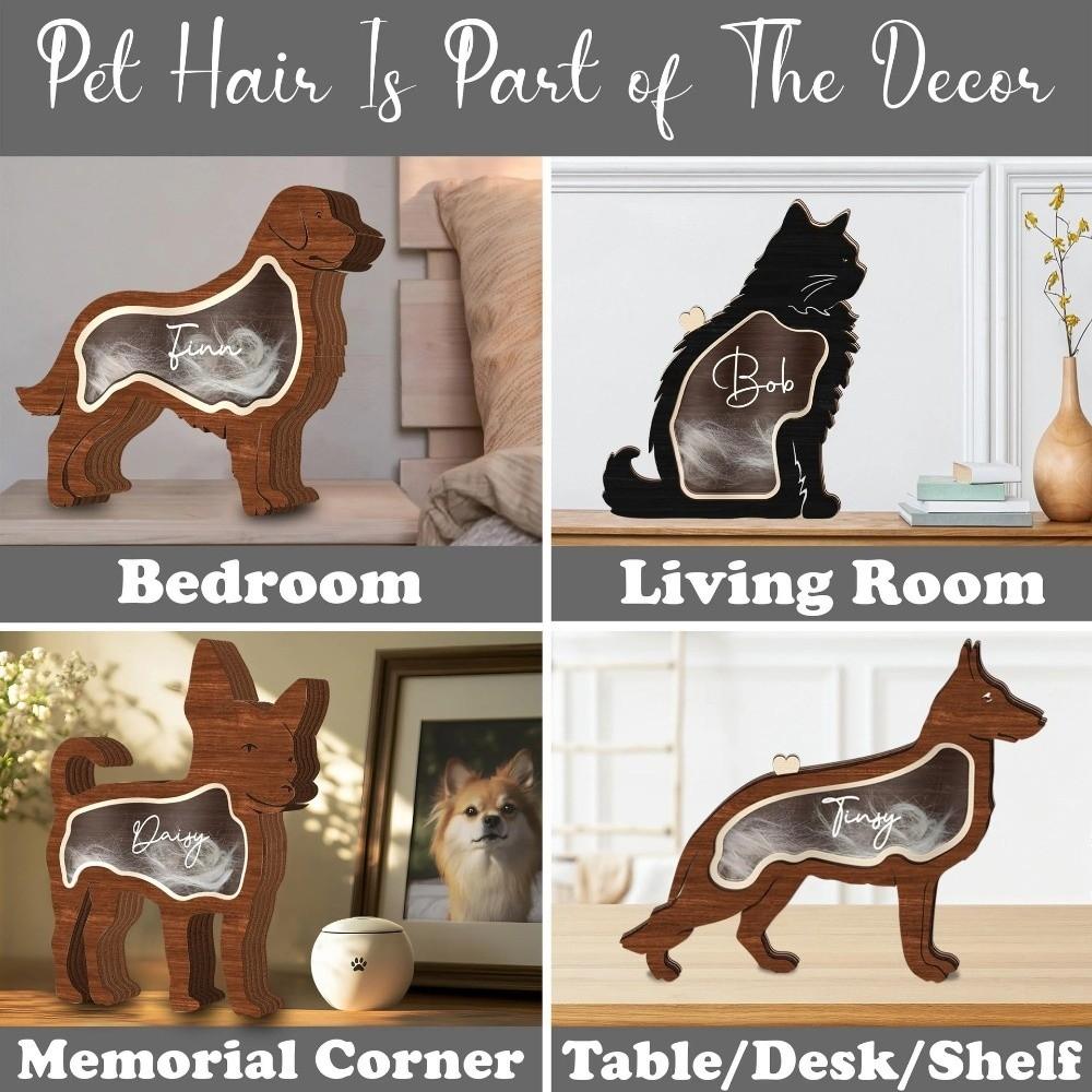 Solid Wood Dog Hair Memorial Box Commemorative Handcrafted Animal Hair Storage Box Dustproof DIY Hair Sealed Container