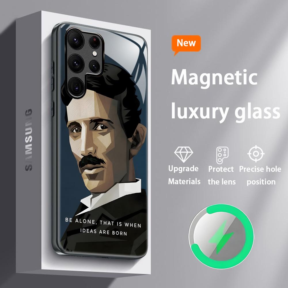 Fashion Art Nikola Tesla Cool Phone Case For Samsung S26 S25 S24 S23 S22 S21 S20 Plus Ultra Glass Magnetic Case