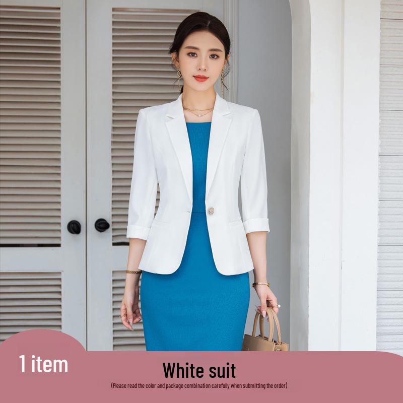 

Женский осенний белый костюм с юбкой - профессиональный и повседневный маленький пиджак 5XL