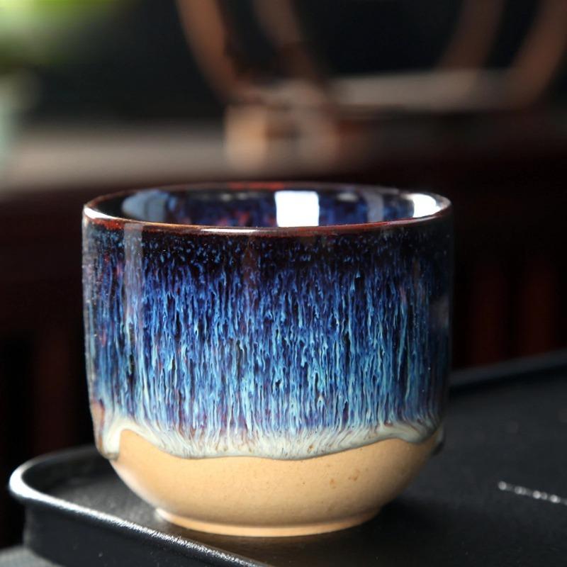 Ofenbrand China Keramik Teetasse Töpferei Jianzhan Trinkgeschirr Temmoku Glasur Porzellan Kung Fu Tassen Set für Wasser Latte Milch