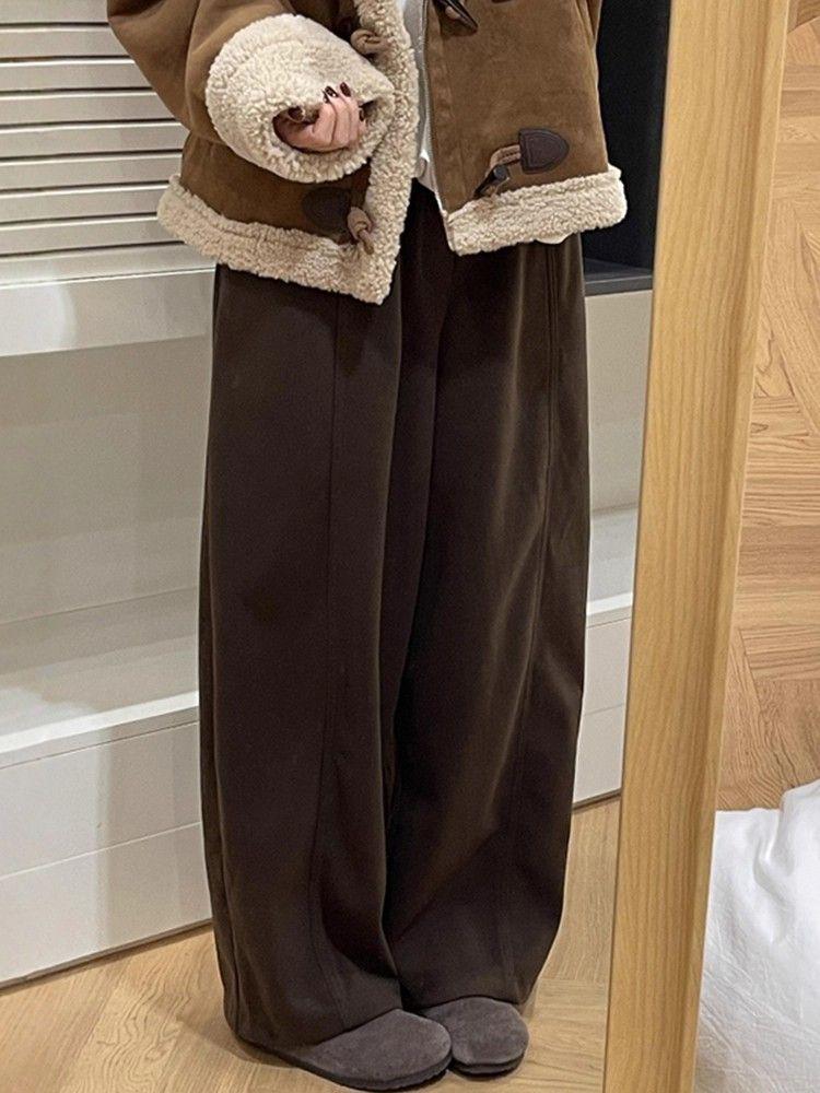 

Dark Grey Wool Blend Wide-Leg Sweatpants - 380g, Thicker Winter Style 2025 XXL