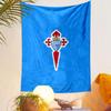Blue Shield with Crown and Red Cross Patterned Tapestry Decorative Wall Hanging, Home Bedroom Living Room Decor