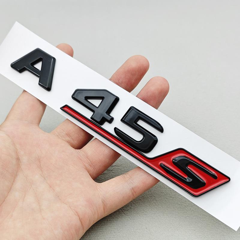 FUP1  3D ABS Car Letters Logo A45 A45S TURBO 4MATIC Sticker Rear Trunk Fender Both Side Badge Emblem For Mercedes Bnez AMG W177 W176