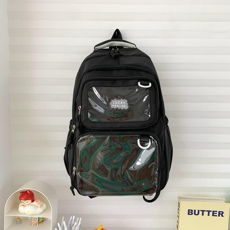

2025 new two-dimensional comic book exhibition schoolbag female student large-capacity backpack transparent strap strap backpack чёрный