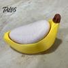 Push-pull Fidget Toy Keychain Pendant, Peeled Banana Stress Relief with Thickened Stainless Metal Steel Ring, Portable for Keys Backpacks Schoolbags