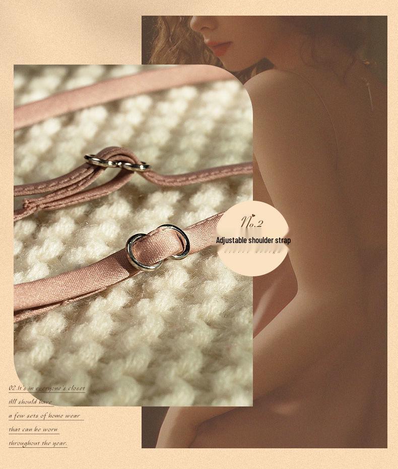 Women's Spaghetti Strap Silk-Style Nightgown - Solid Color Lingerie and Homewear for Spring/Summer