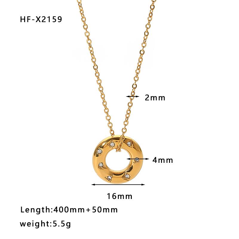 Ins Best Selling 316L Stainless Steel 18K Face Textured Oval Pendant Charms Necklace for Women Waterproof Jewelry