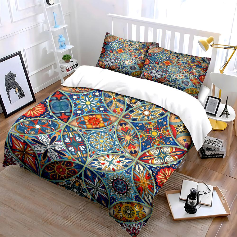 Colorful Geometric Pattern Bedding Set Bedding Set (1 Duvet Cover, 2 Pillowcases, Duvet Not Included)
