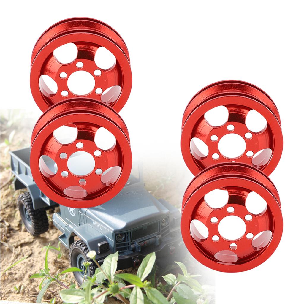 4Pcs RC Remote Control Car Wheel Hub with Short Adapter Parts Fit for WPL 1 16Red