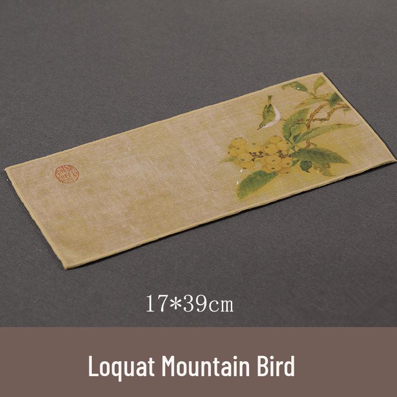 Semišová retro utěrka na čaj inspirovaná čínskou tušovou malbou - Absorpční, oboustranný podtácek pro čajové soupravy a stoly