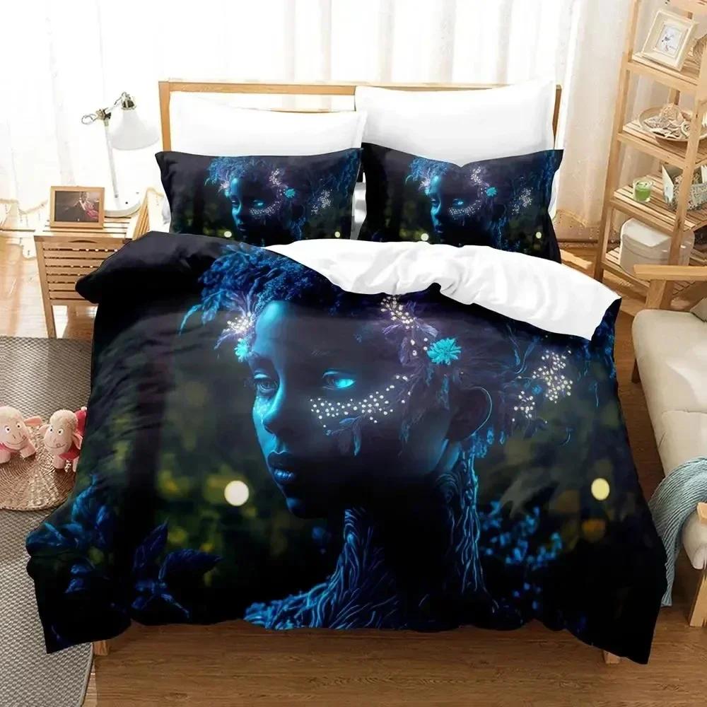 3D Print Mother Earth Blackligh Bedding Set Duvet Cover Bed Set Quilt Cover Pillowcase Comforter King Queen Size Boys Adult