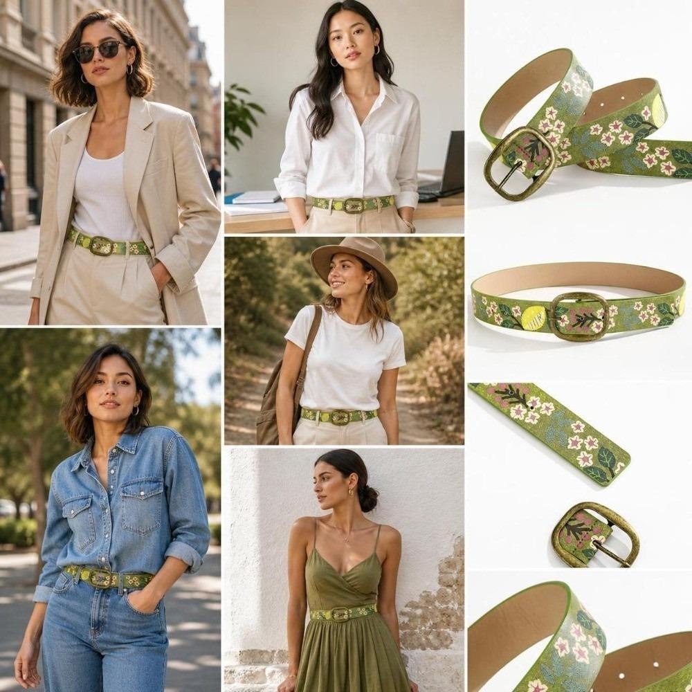 Antieke Metalen Gesp Canvas Tailleband Pin Gesp Boho Tailleband Bloemenprint Riem Voor Vrouwen