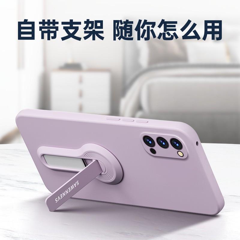 Liquid Silicone Phone Case OPPO Reno 4 / Pro SE With Kickstand Lanyard Shockproof Full Coverage Protective