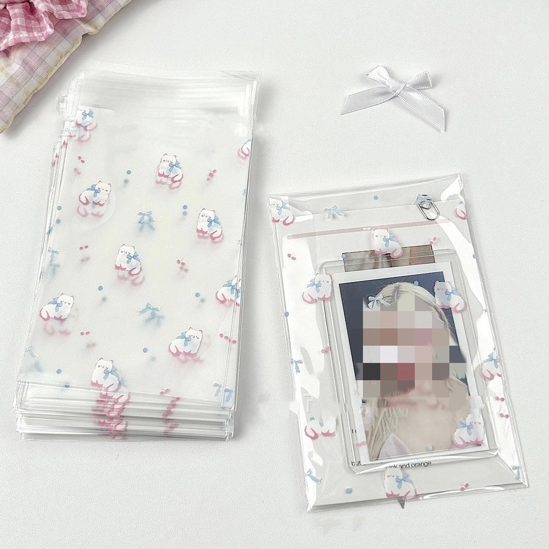

50 шт. корейский INS балетный стиль синий розовый бант прозрачная карта Opp мешок Kpop Idol 3 дюйма фотокарта DIY декор упаковка дисплей карман