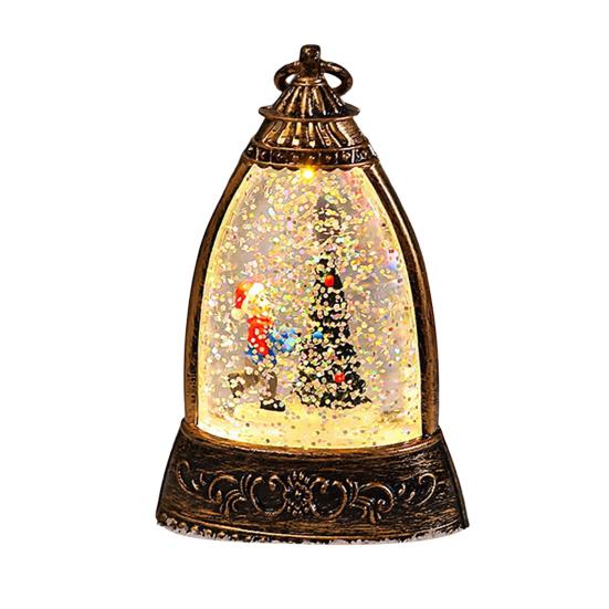 Christmas Snow Ball Lantern Bell Shape Swirling Glitter Christmas Lamp for Holiday Home Office Tabletop Decor