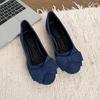 Large size flat-bottomed casual single shoes for women's new suede bow round head beanie shoes for women