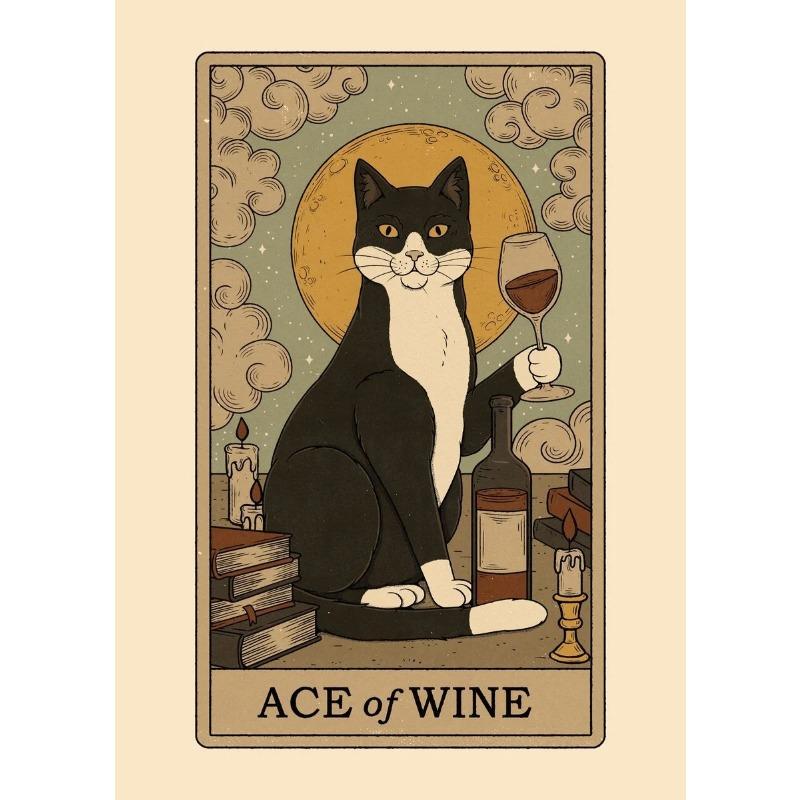 Abstract Cat Vintage Tarot The Lovers Sun Moon Illustration Poster and Prints Canvas Painting Wall Art Pictures Home Room Decor