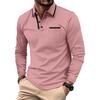 Casual Business Collared Top Spring/Autumn Season Long-Sleeved Polo Shirt Men's Top Skin-Friendly Comfort Solid Colour T-Shirt