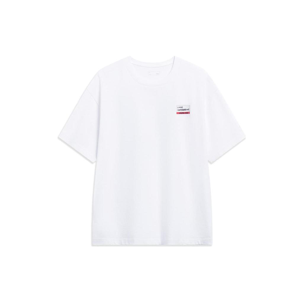 Li Ning Skateboard Series Logo Print Round Neck Loose Couple Sports Short Sleeve T-Shirt Unisex Tops AHST087-1
