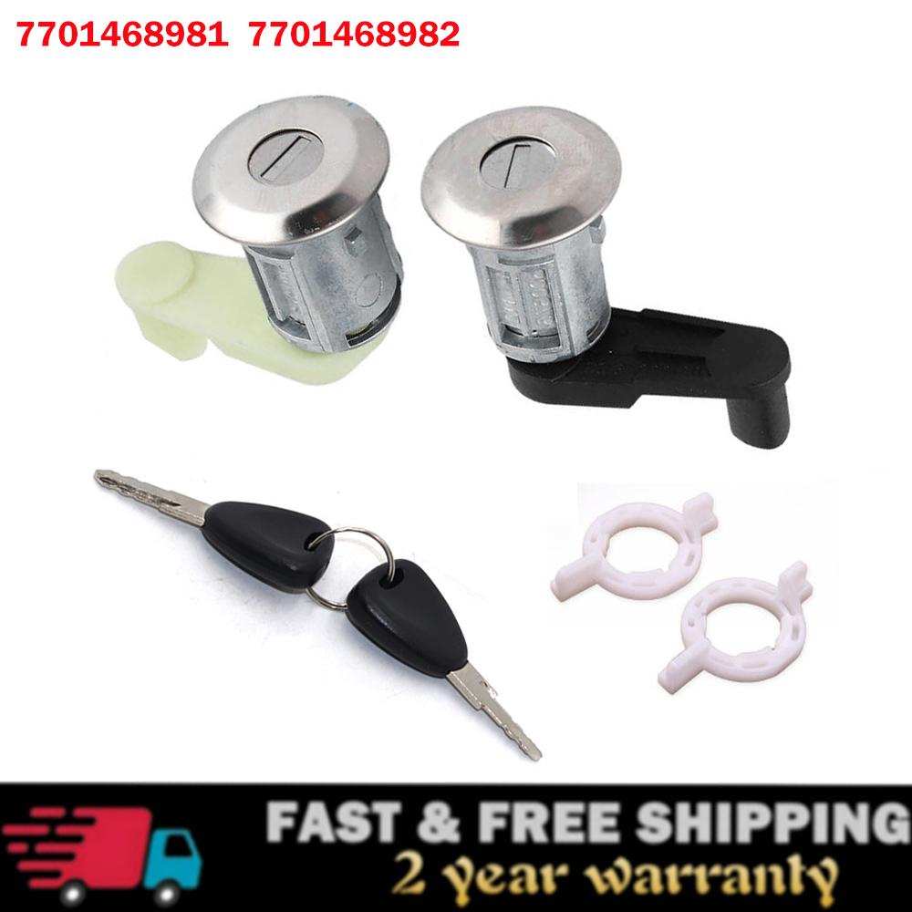 7701468982 7701468981 For Renault Megane Scenic Clio Master Thalia Symbol Car Door Lock Barrel Cylinder with 2 Key Left+Right
