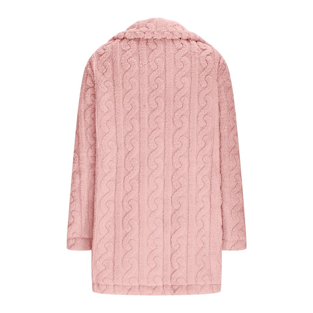 Women Thick Woolen Coats Double Breasted Solid Warm Jackets Midi Length Coat Turn Down Collar Casual Straight Jacket Winter