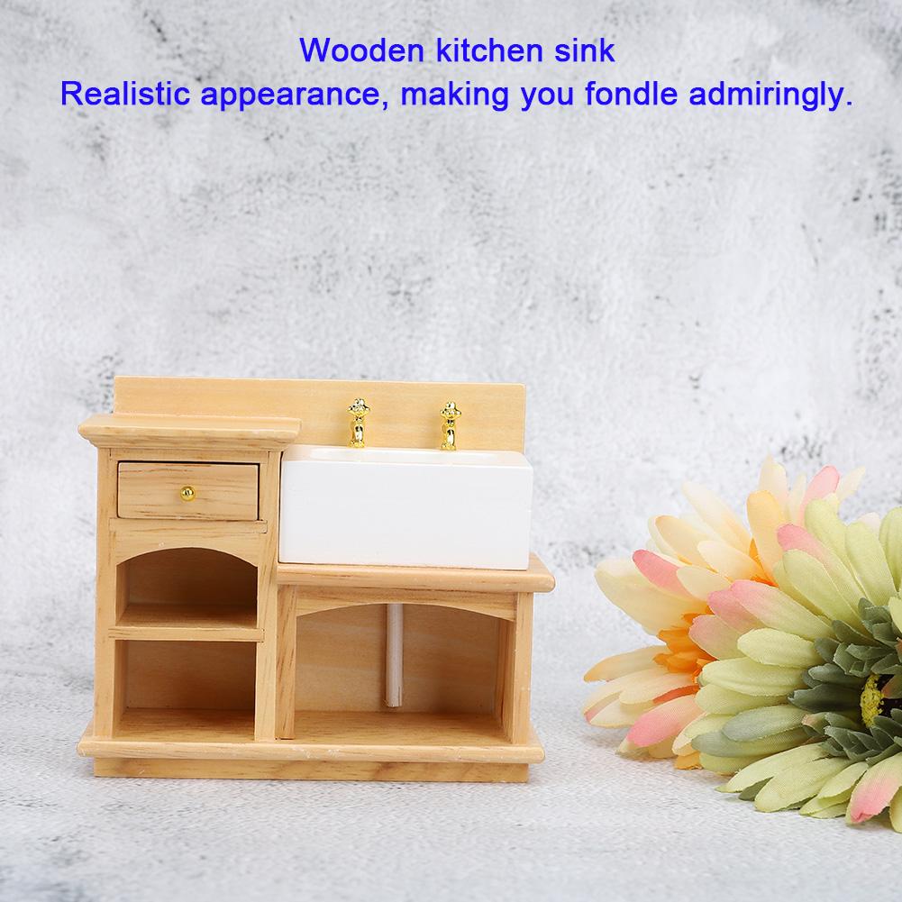 1:12     Accessory  ature Furniture   Kitchen Sink Wooden Wash Basin