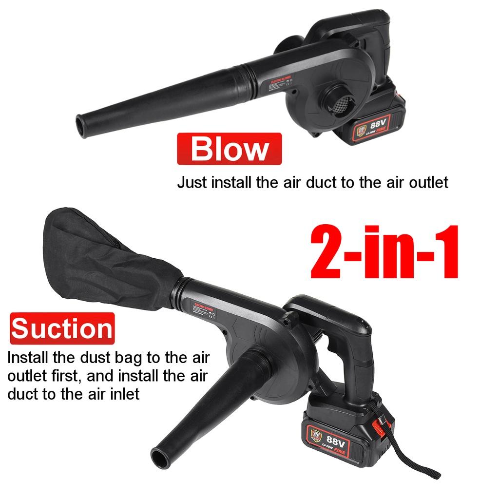 1500W Cordless Electric Air Blower Blowing Suction Leaf Blower 2 In 1 7-speed Rechargeable Dust Cleaner Collector 88VF
