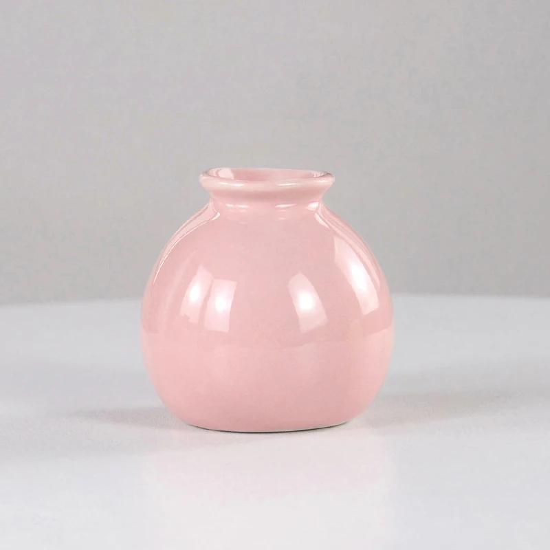 

Керамическая ваза для цветов, скандинавские вазы для гидропоники для украшения дома, комнаты, мини-цветочные растения, белые горшки для бутылок, настольное украшение розовый