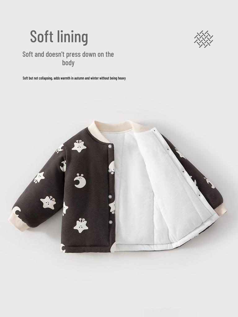 Unisex Winter Cotton Jacket for Babies, 150g Quilted Detachable Two-Piece Set