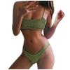 Women Casual Fashion Solid Color Two Piece Swimsuit Bikini Set Stretch Fabric Adjustable Straps Summer Beachwear Swimwear