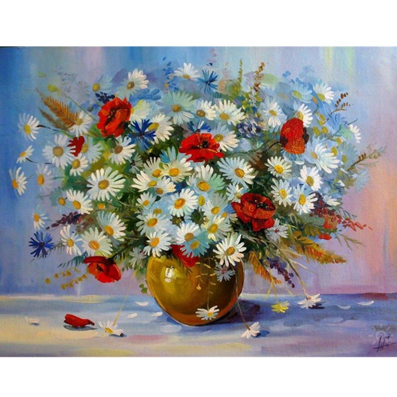 Artistic Flower Picture Unframd Handmade Oil Painting DIY Digital Kits Canvas Draw Home Decro Gift