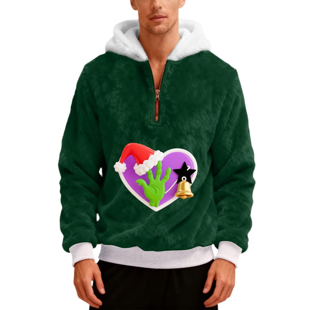 Men's Plush Half Zipper Hooded Hood Hoodie