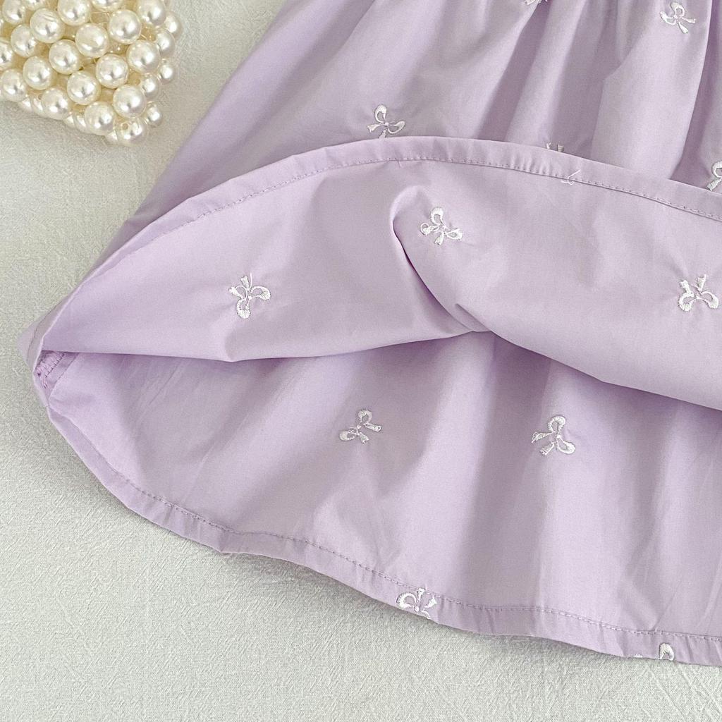 Summer Lace Flutter Sleeve Bowknot Dress for Baby and Toddler Girls