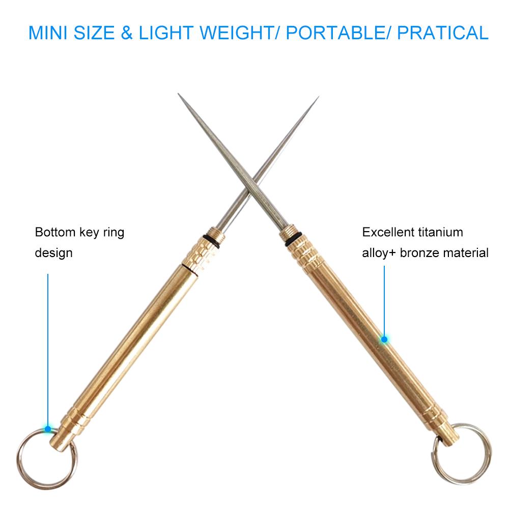 Set di stuzzicadenti in lega di titanio e ottone, porta stuzzicadenti con design ad anello portachiavi, portatile, formato mini, per uso interno ed esterno