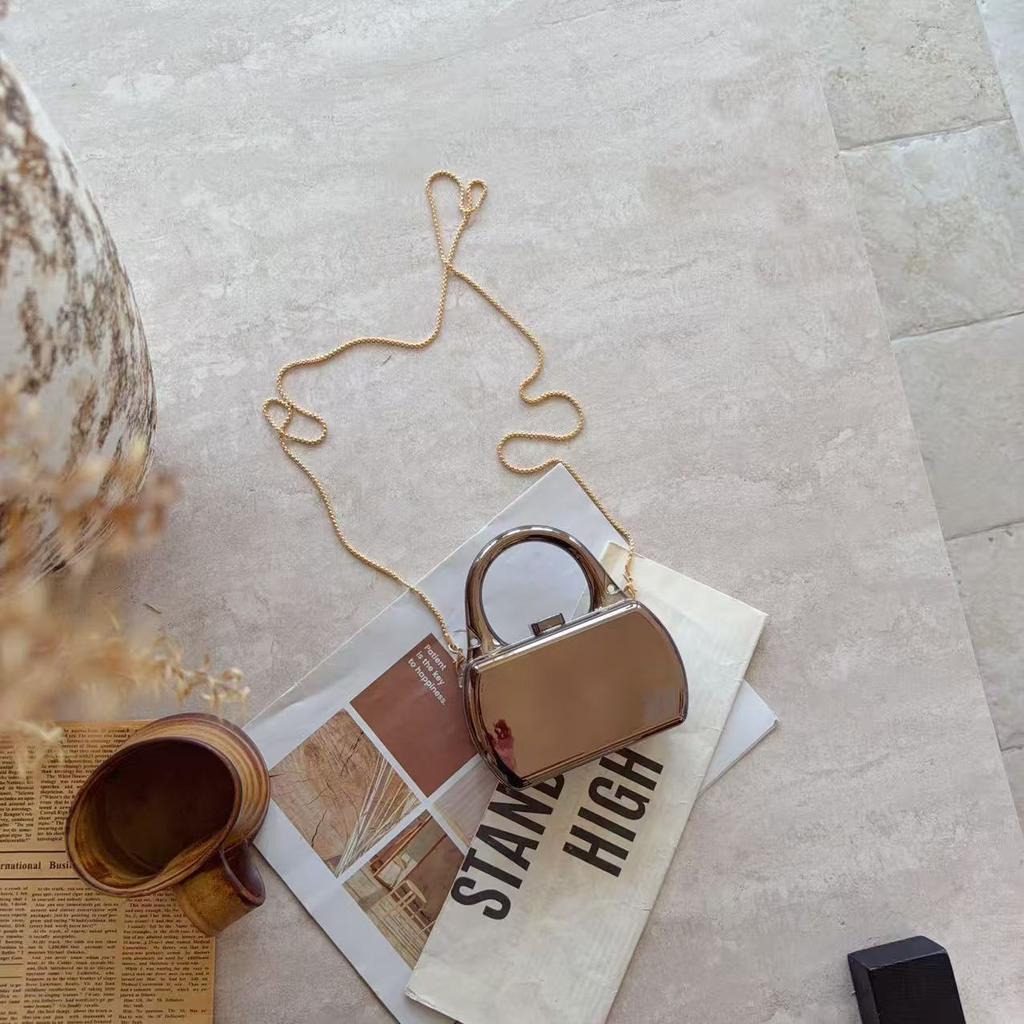 Fashion Chain, Mirror Box, Bag, Women'S Earphone Bag, Mini Lipstick Bag, Oblique Span Small Bag.