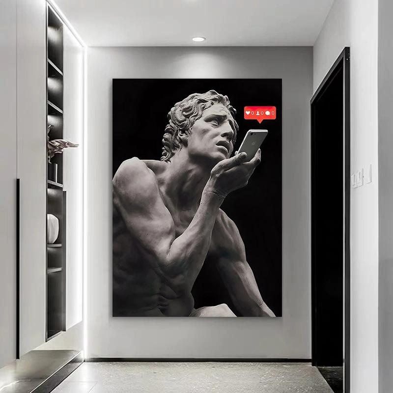 Classic Masterpiece David Statue Canvas Painting Character Posters and Prints Wall Art Pictures for Living Room Home Decoration