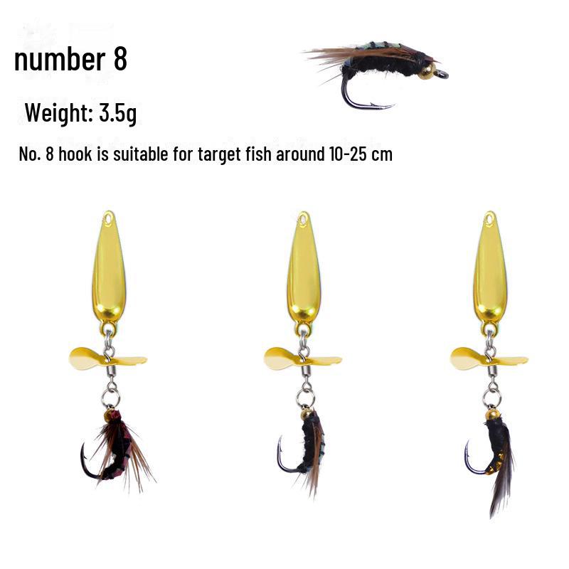 Kung Fu Fly Fishing Set: Rotating Propeller, Melon Seeds, Sequin Hook, Micro Fake Bait, Horse Mouth White Bait
