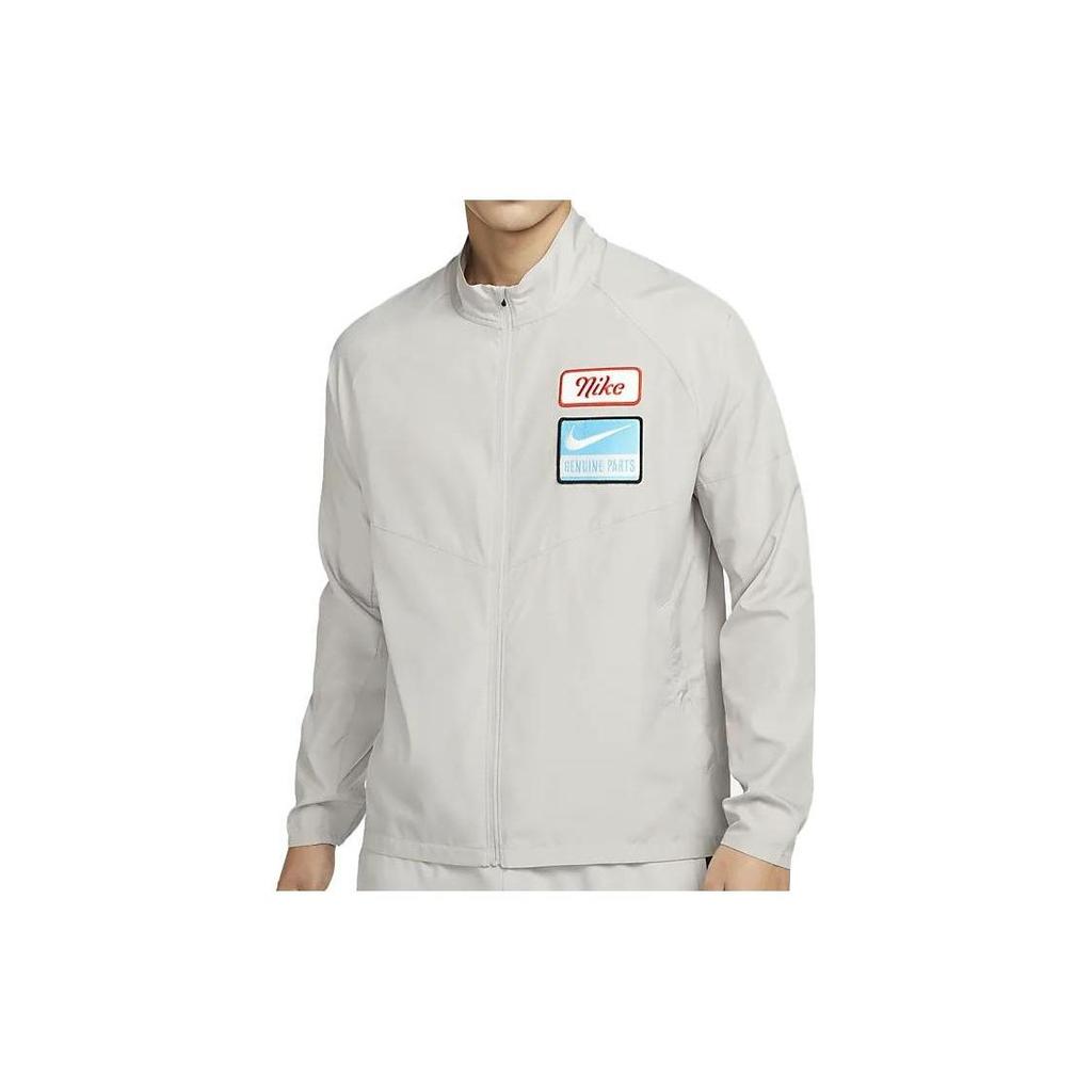 Nike Dri-Fit Logo Pattern Windbreaker Jacket Men Outerwear Gray DV9820-012
