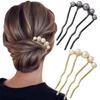 U-förmige französische Haarspange Französische Haargabel Stäbchen 4 Zinken Hochsteckfrisur Dutt Haarspangen für Damen Mädchen Frisur Zubehör
